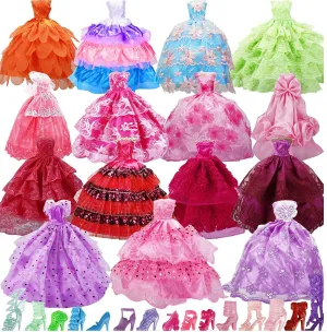 1 Beautiful Fashion Doll Dress   10pcs. of Accessories-11.5" Dolls