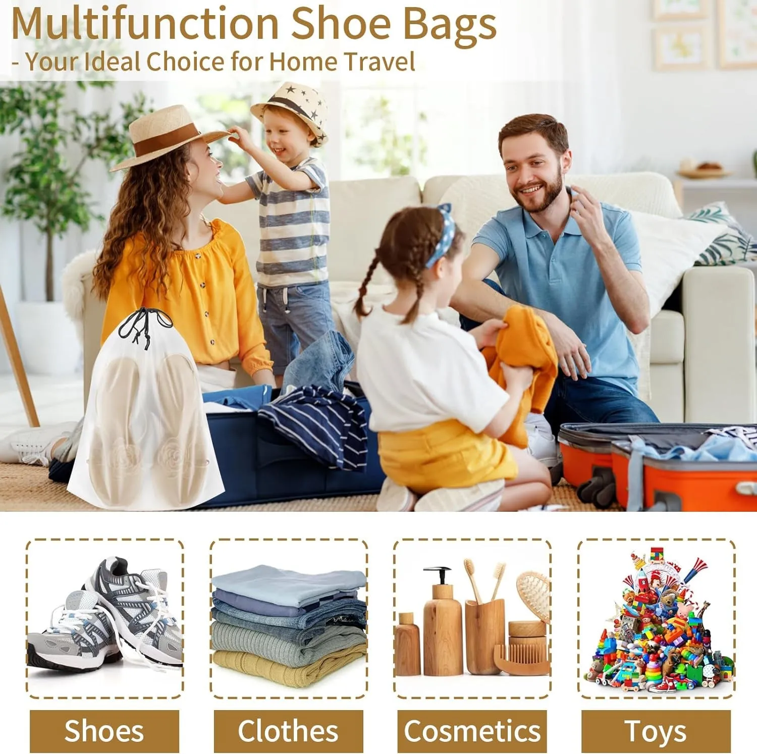 20 Pack Shoe Bags for Travel, 15.7" X 11.8" Clear Travel Shoe Bags for Packing, Large Waterproof Portable Drawstring Travel Shoe Storage Bag Travel Essentials Women for and Men