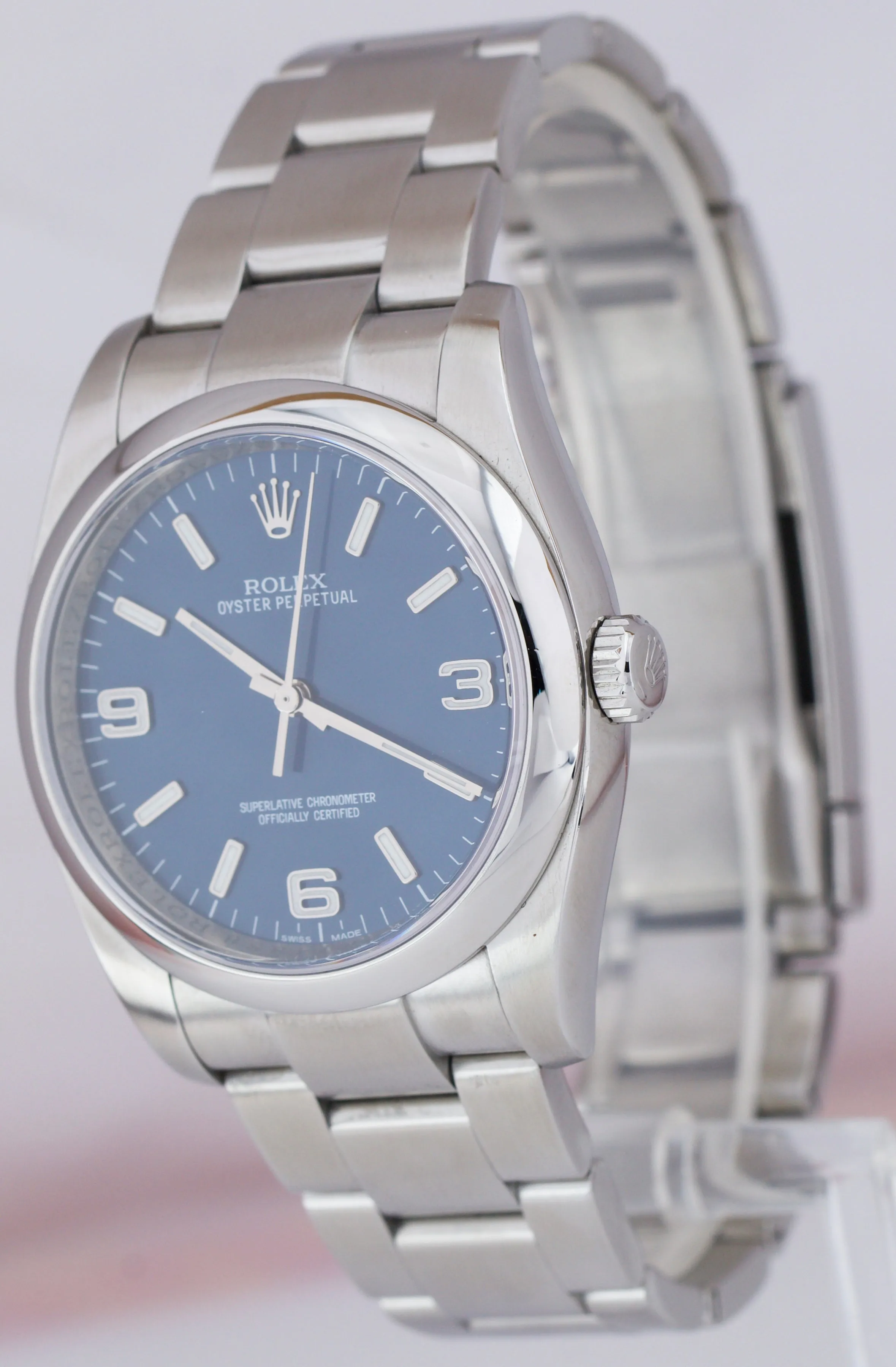 2019 MINT Rolex Oyster Perpetual 36mm Stainless Blue 3-6-9 STICK Watch 116000 BP