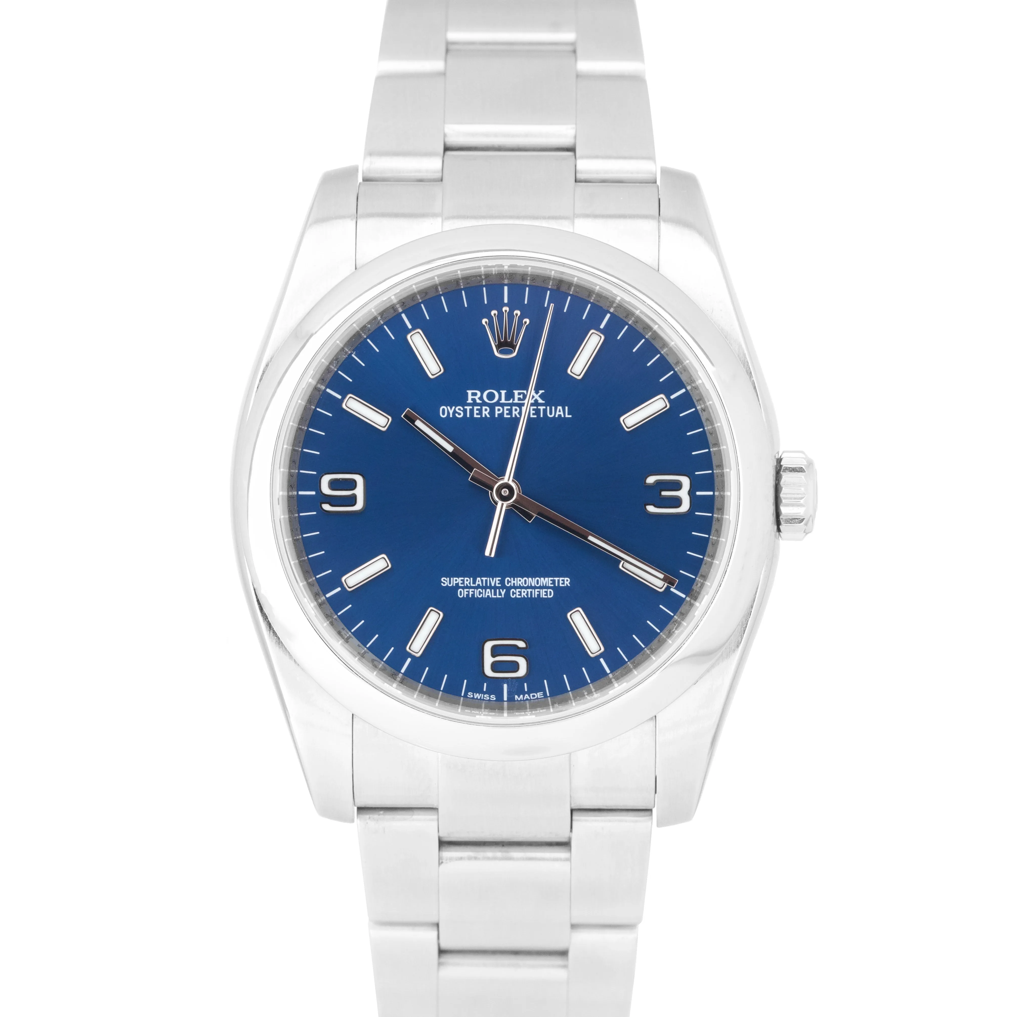 2019 MINT Rolex Oyster Perpetual 36mm Stainless Blue 3-6-9 STICK Watch 116000 BP