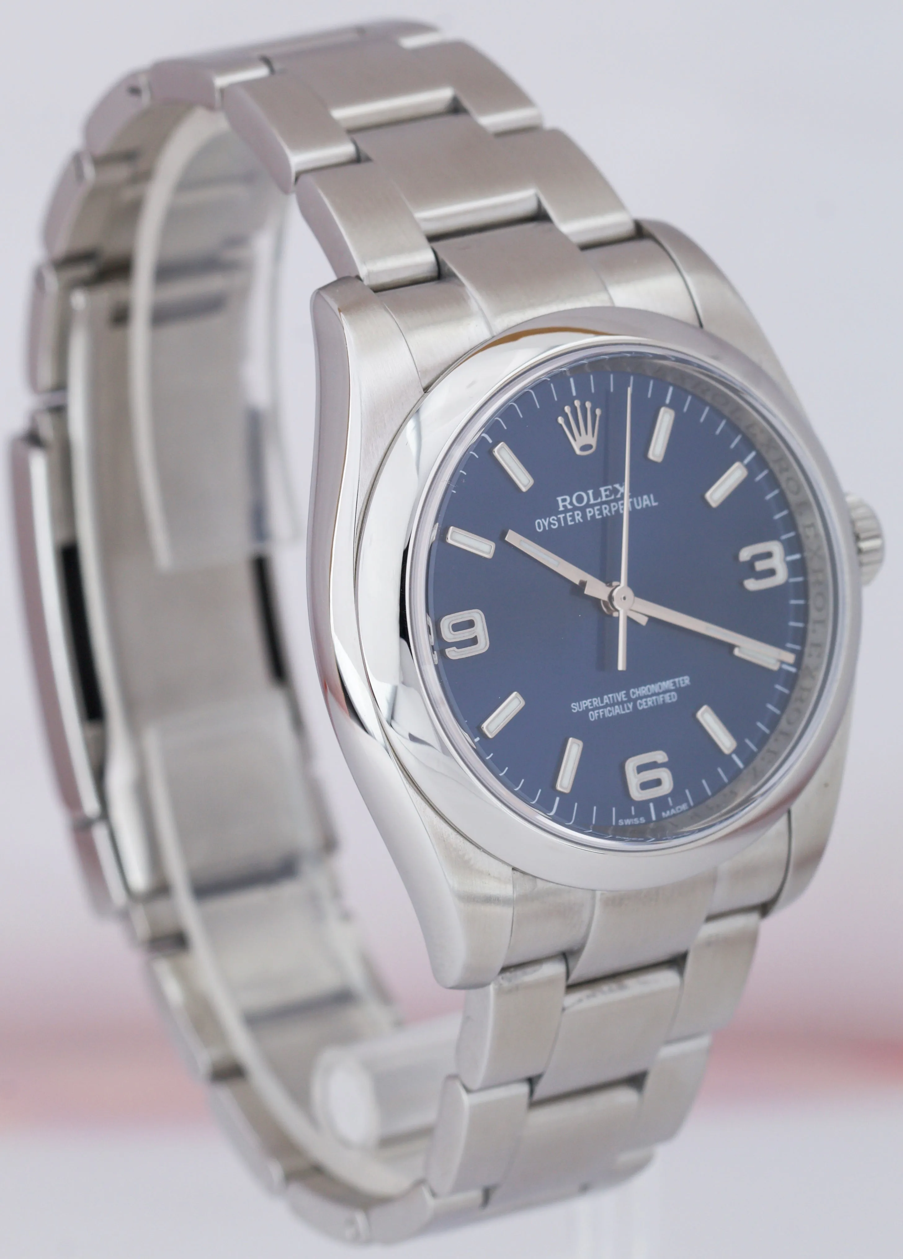 2019 MINT Rolex Oyster Perpetual 36mm Stainless Blue 3-6-9 STICK Watch 116000 BP