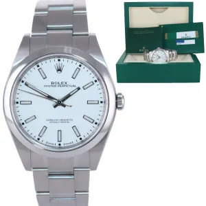 2019 PAPERS Rolex Oyster Perpetual Steel 39mm White Dial 114300 Watch Box