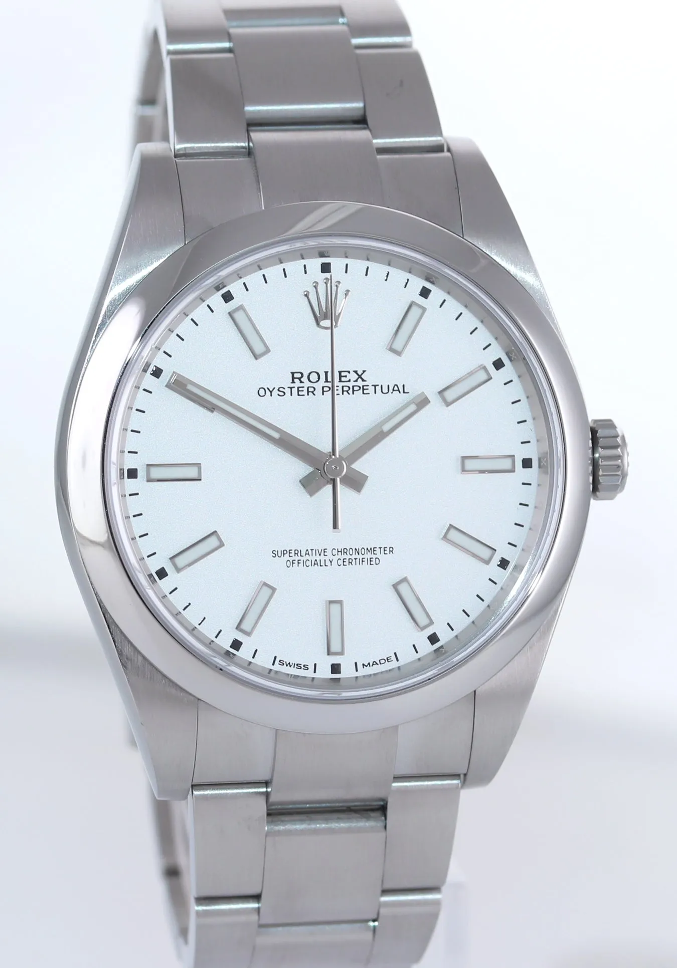 2019 PAPERS Rolex Oyster Perpetual Steel 39mm White Dial 114300 Watch Box