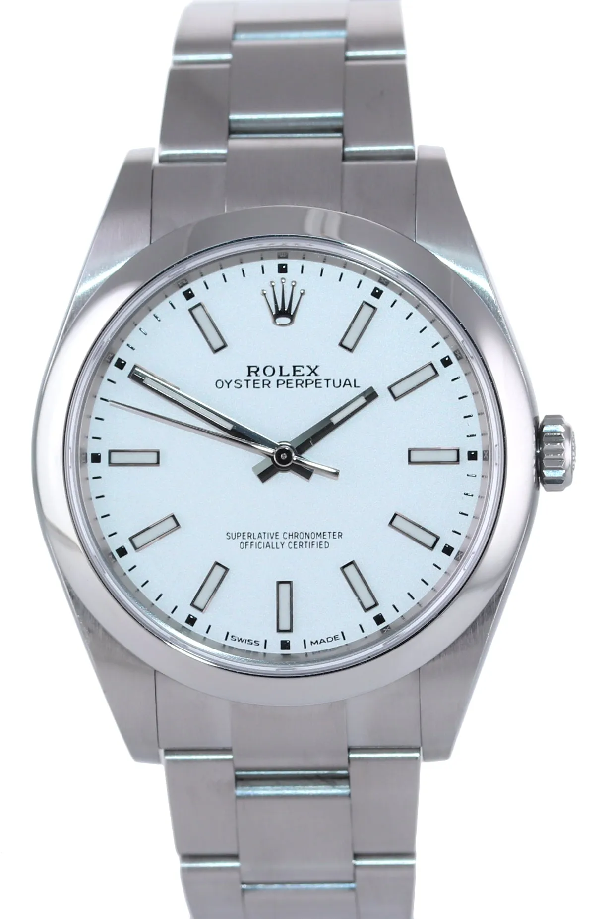 2019 PAPERS Rolex Oyster Perpetual Steel 39mm White Dial 114300 Watch Box