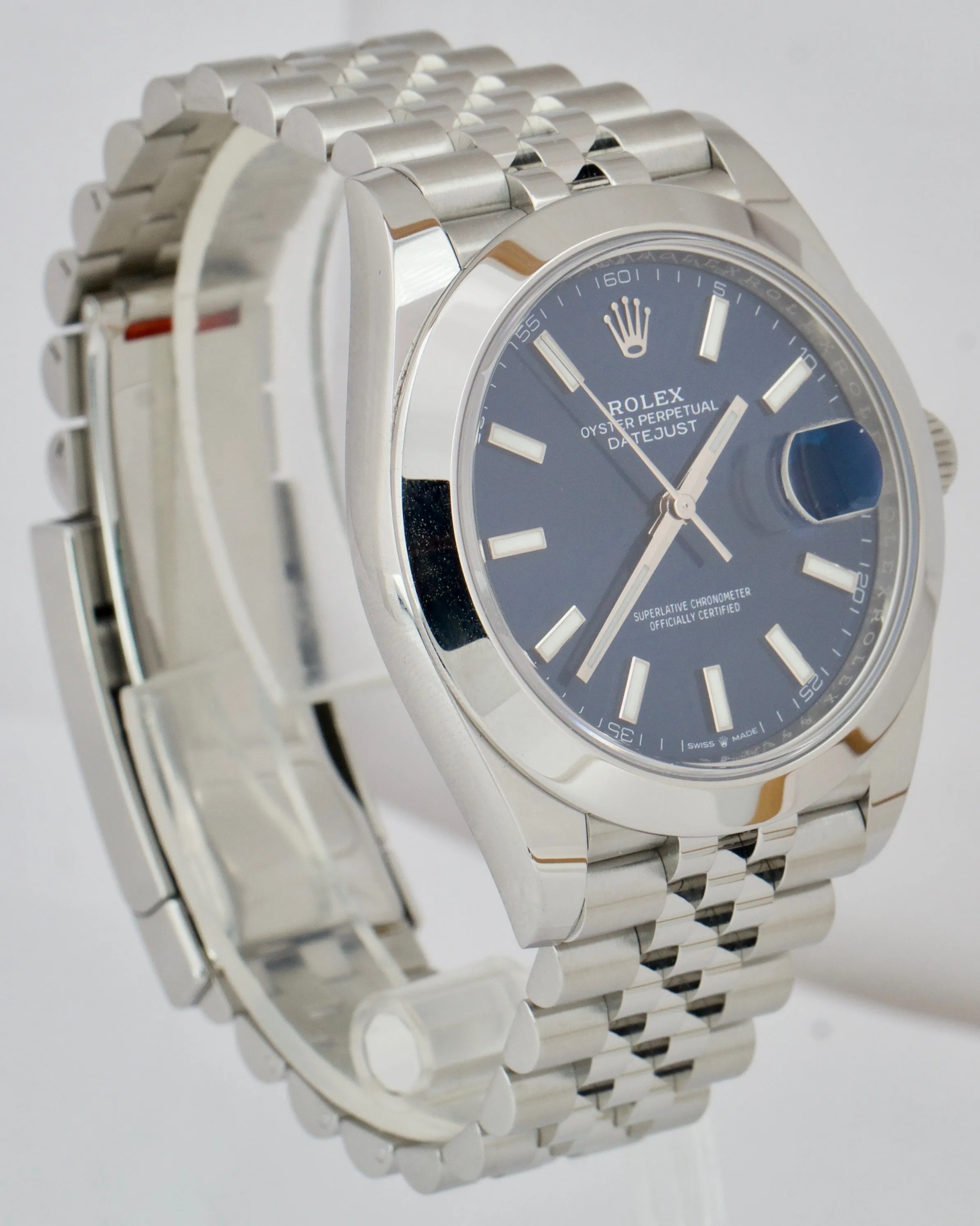 2020 Rolex DateJust 41 Blue Stick Stainless Steel Jubilee Watch 126300 FULL SET