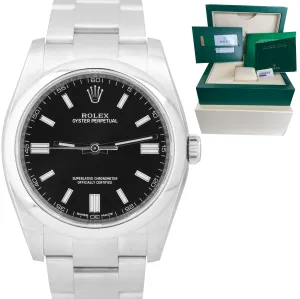 2020 Rolex Oyster Perpetual 36mm Black Stick Stainless Steel Watch 116000 BP