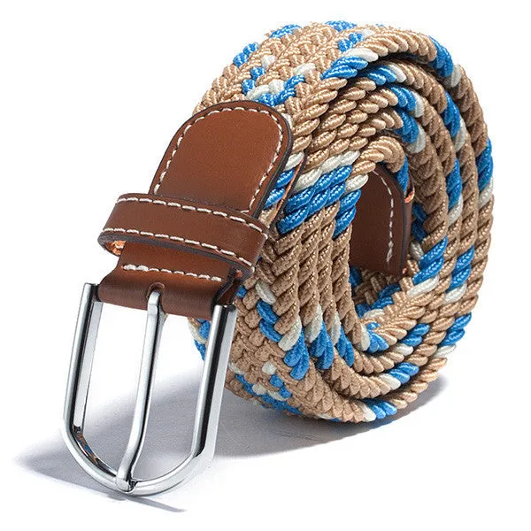 31 Colors Men Women's Canvas Plain Webbing Metal Buckle Woven Stretch Waist Belt