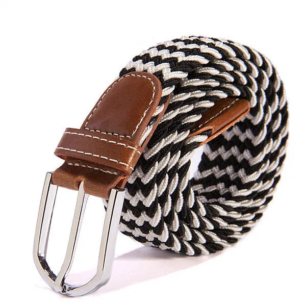 31 Colors Men Women's Canvas Plain Webbing Metal Buckle Woven Stretch Waist Belt