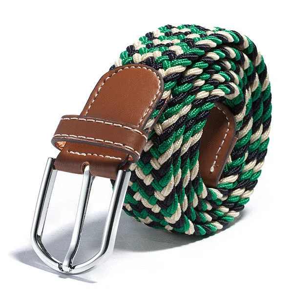 31 Colors Men Women's Canvas Plain Webbing Metal Buckle Woven Stretch Waist Belt