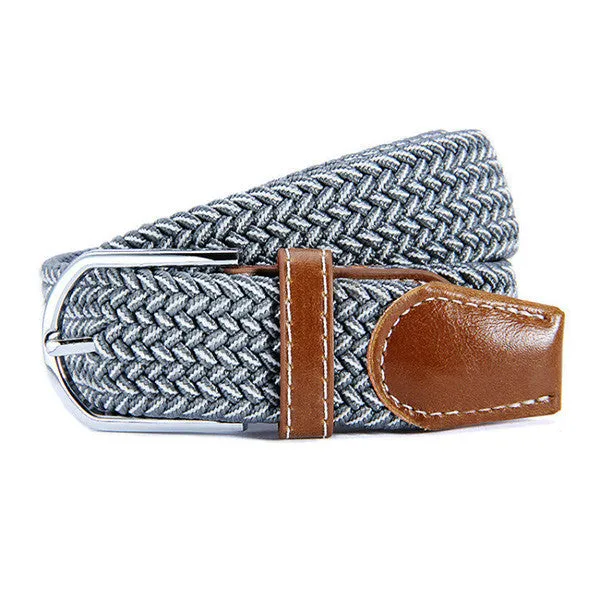31 Colors Men Women's Canvas Plain Webbing Metal Buckle Woven Stretch Waist Belt