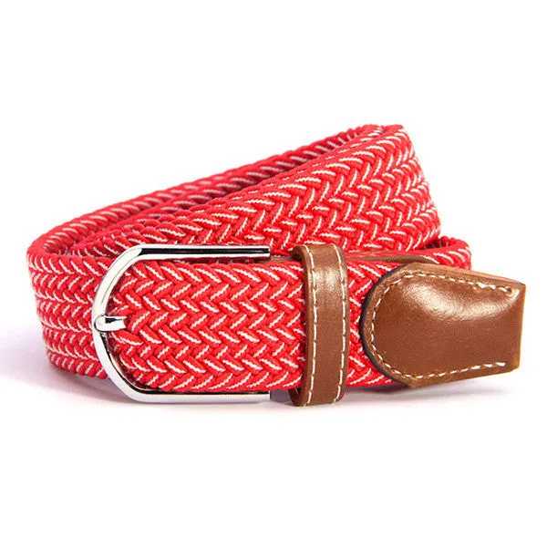 31 Colors Men Women's Canvas Plain Webbing Metal Buckle Woven Stretch Waist Belt