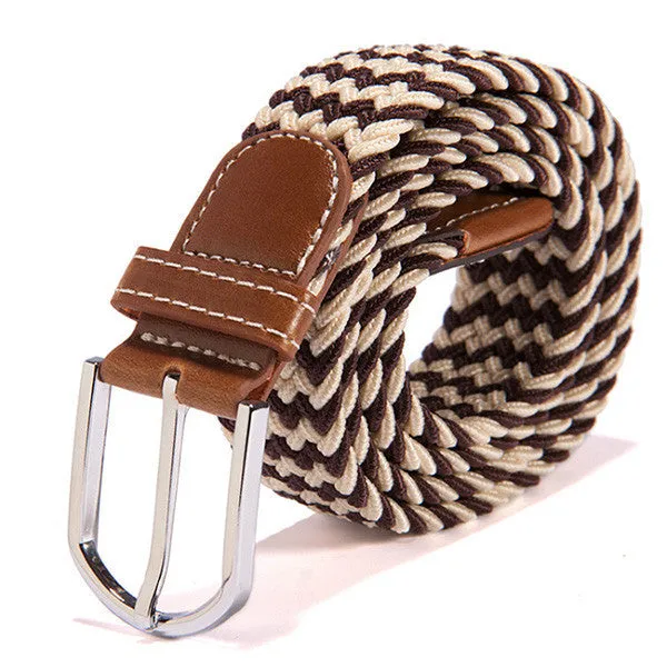 31 Colors Men Women's Canvas Plain Webbing Metal Buckle Woven Stretch Waist Belt