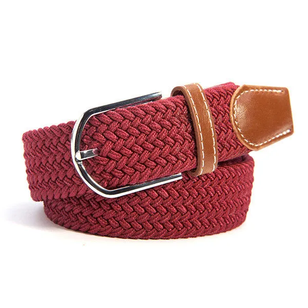 31 Colors Men Women's Canvas Plain Webbing Metal Buckle Woven Stretch Waist Belt