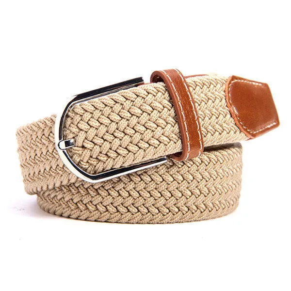 31 Colors Men Women's Canvas Plain Webbing Metal Buckle Woven Stretch Waist Belt