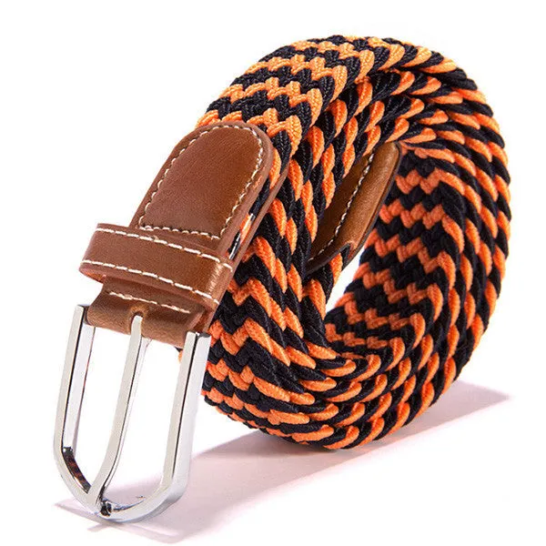 31 Colors Men Women's Canvas Plain Webbing Metal Buckle Woven Stretch Waist Belt