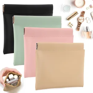 4 PCS Small Makeup Bag for Purse, Mini Portable Cosmetic Bags for Women, Coin Purse Lipstick Cosmetic Accessories Organizer, Small Travel Kit Storage Pouch