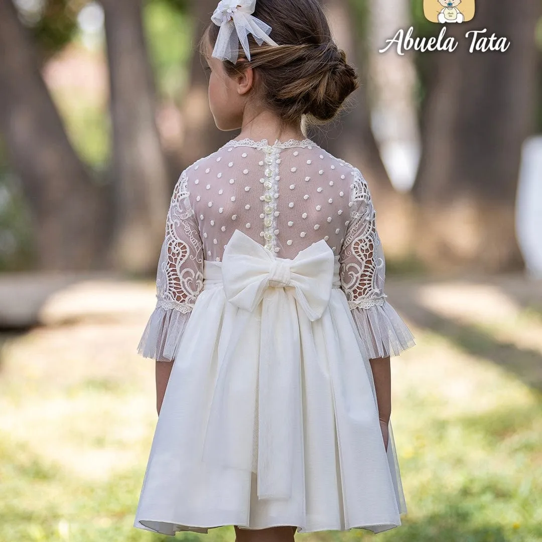 ABUELA TATA - Ceremony Lace Lettie Puffball Dress - Cream