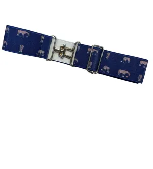 Adjustable Elastic Belt- Navy Grazing Horse: 1.5 inch