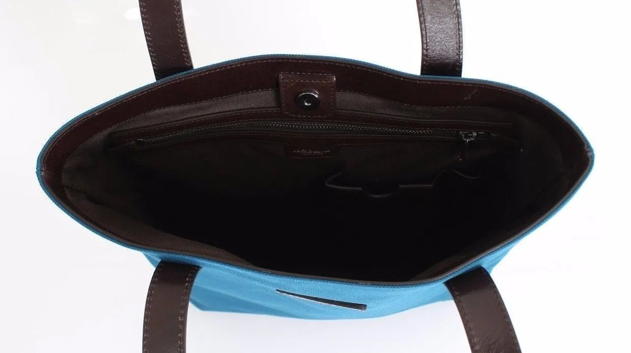 Blue Denim Leather Hand Shoulder Travel Bag