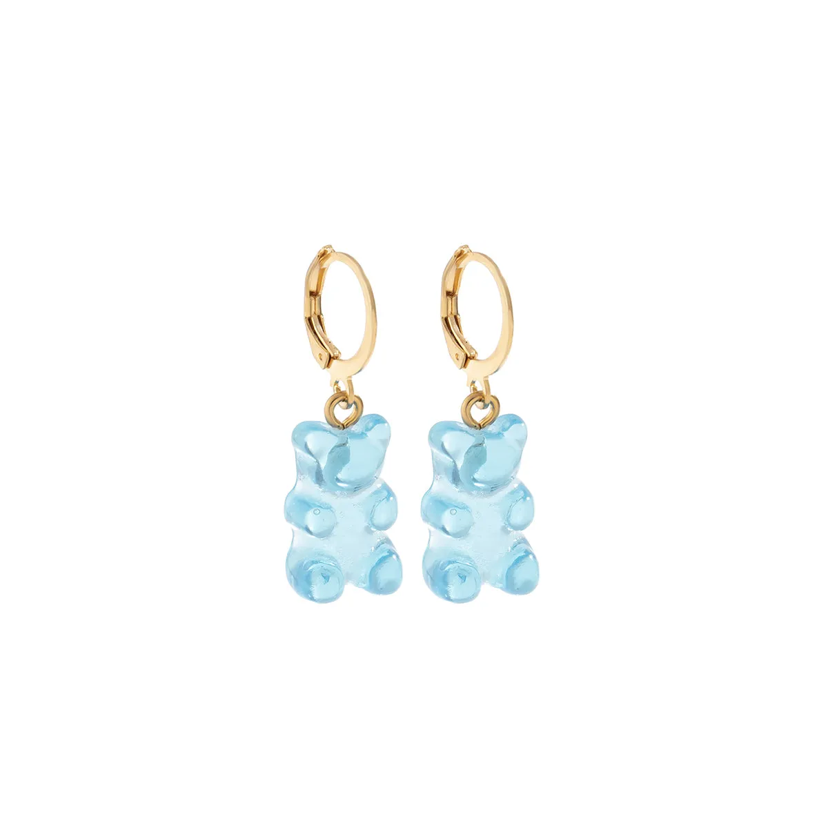 Blue Resin & 18K Gold-Plated Bear Huggie Drop Earrings