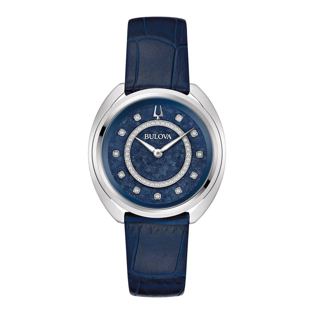 Bulova Duality Ladies Stainless Steel Diamond and Blue Dial with Metal and Leather Strap Watch
