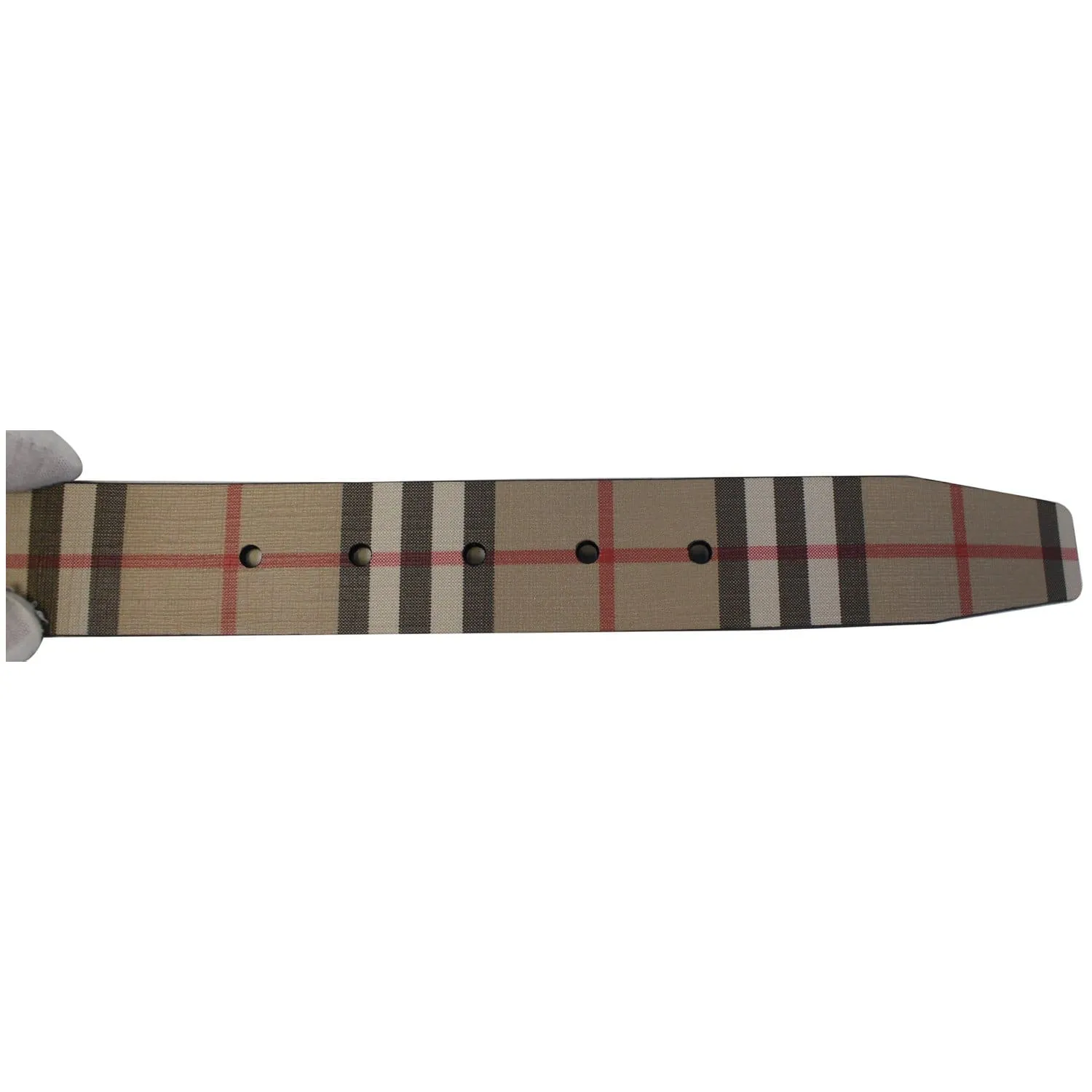BURBERRY Vintage Check E-Canvas Leather Belt Beige Size 38
