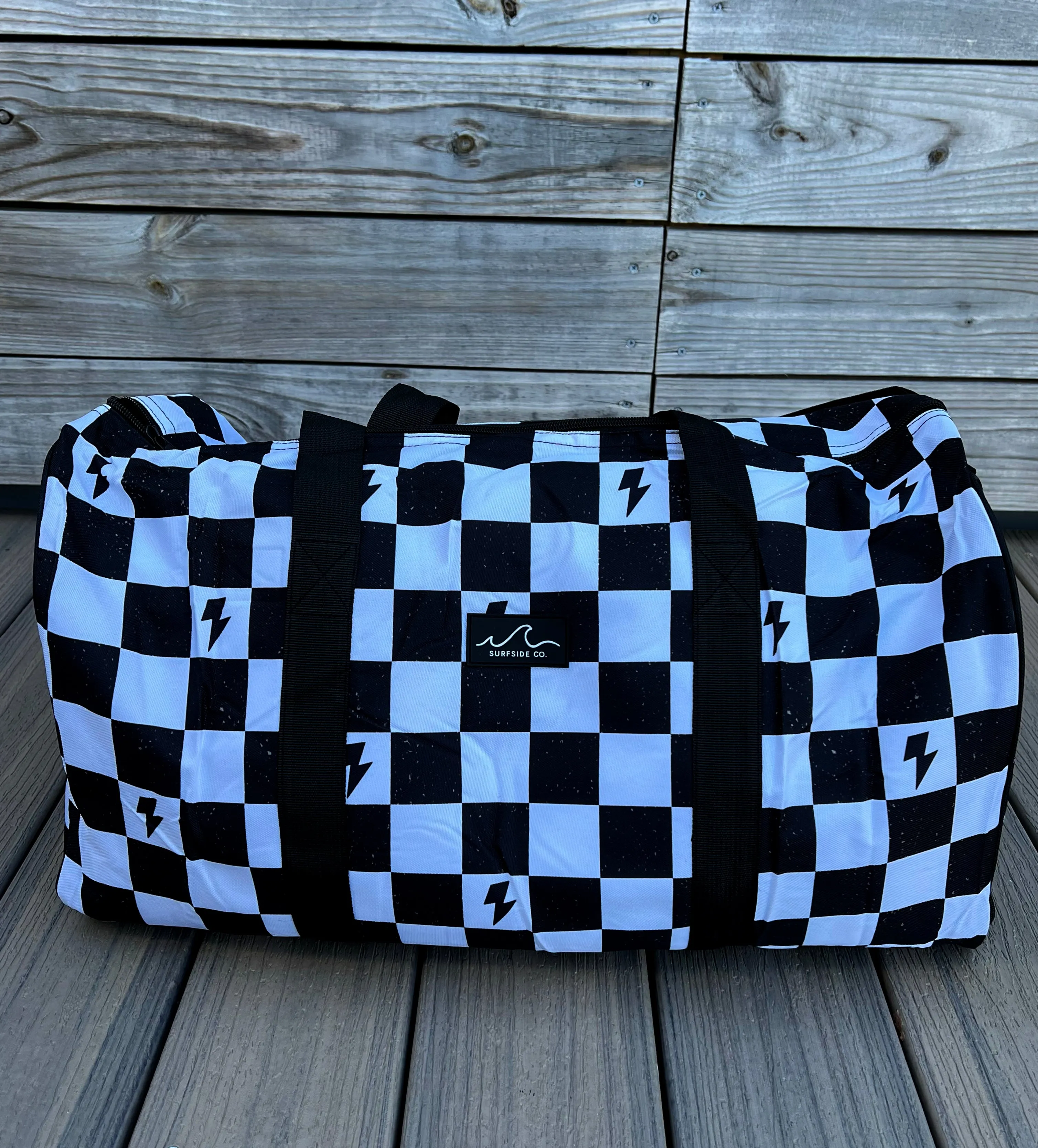B/W Checker Bolt Weekender Bag