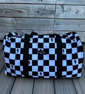 B/W Checker Bolt Weekender Bag