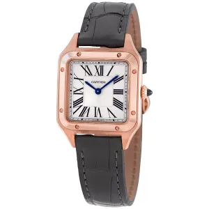 Cartier Santos-Dumont 18kt Rose Gold Silver Dial Ladies Small Watch WGSA0022