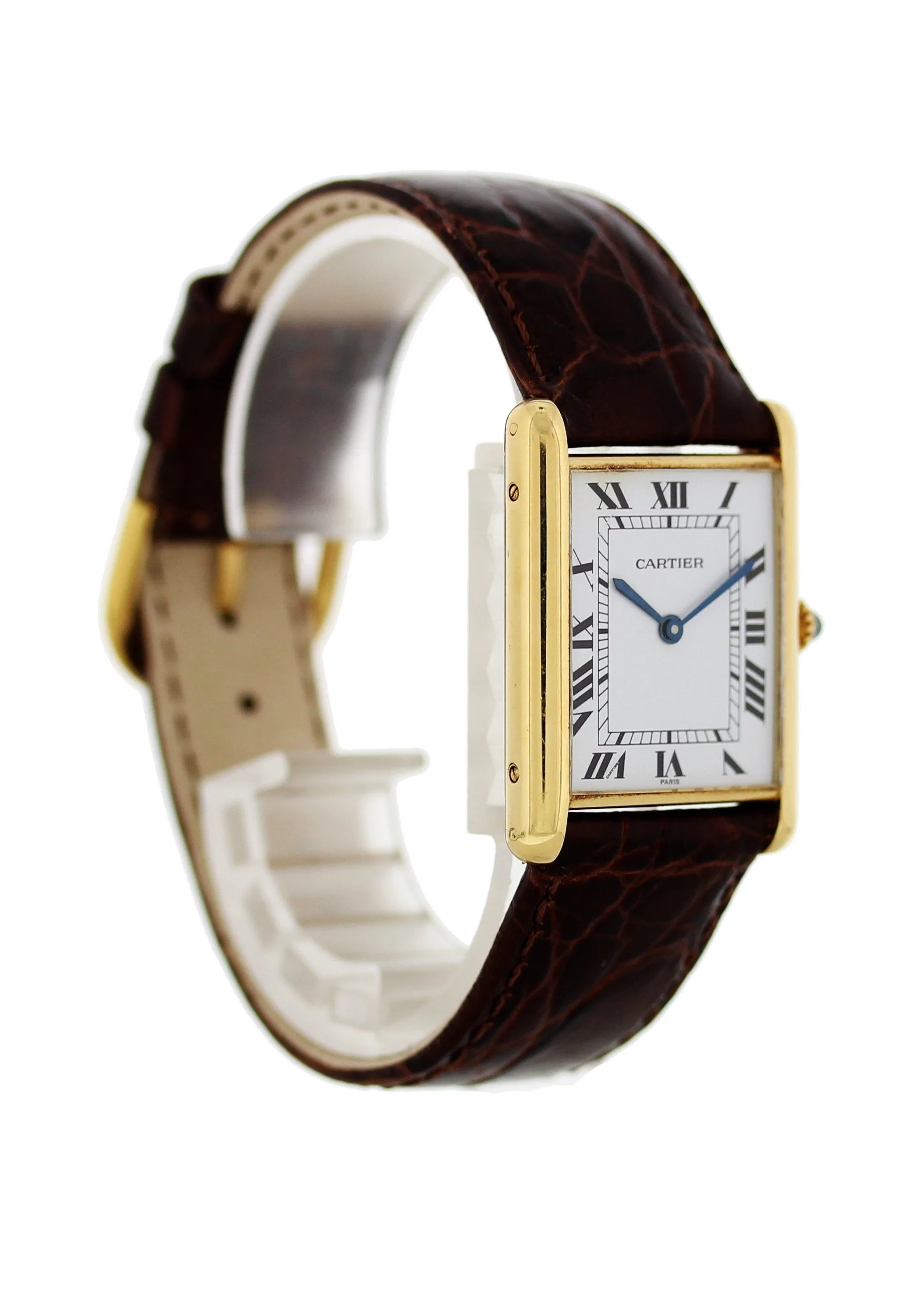 Cartier Tank Louis Paris Large Automatic 18k Yellow Vintage Mens Watch