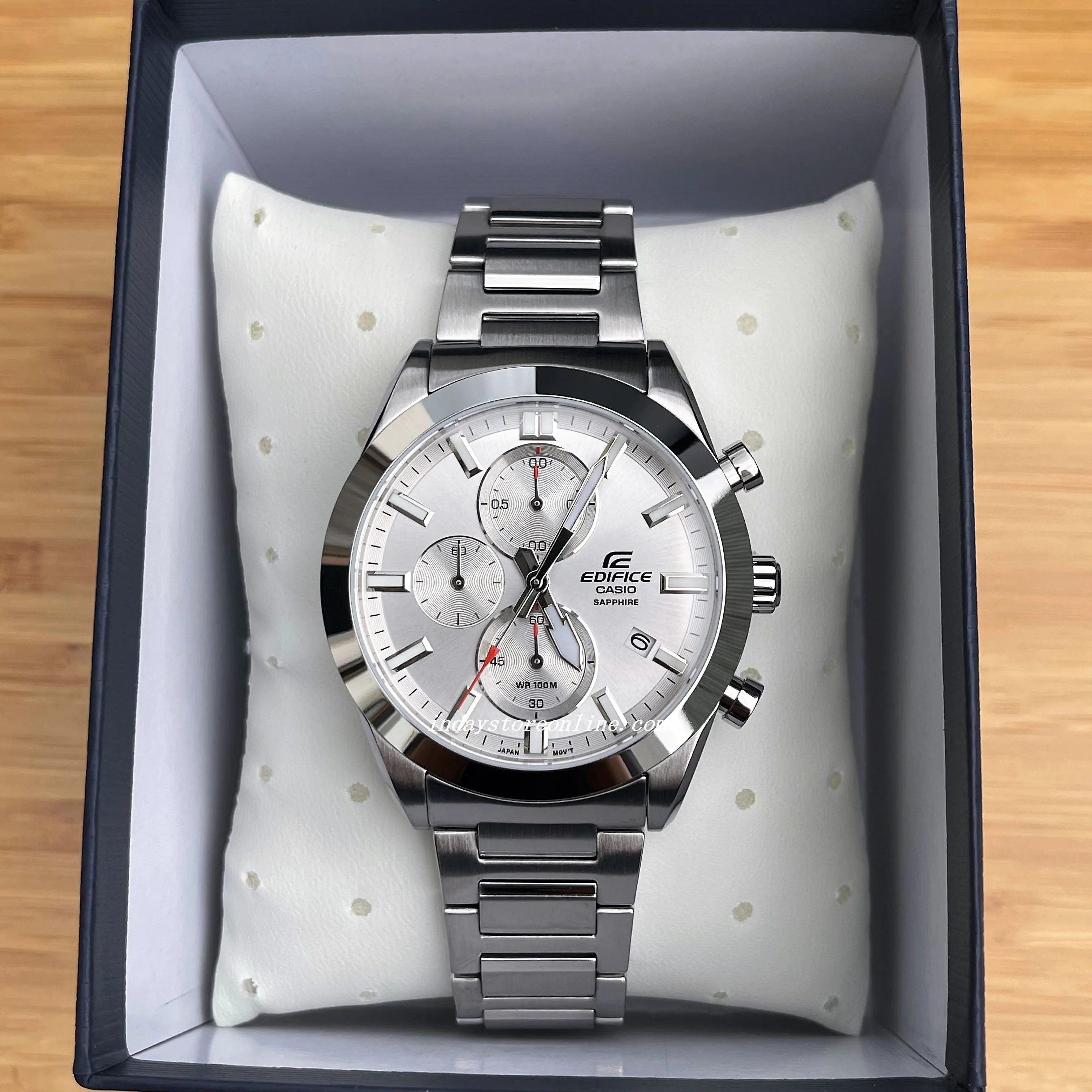 Casio Edifice Men's Watch EFB-710D-7A Standard Chronograph Stainless Steel Band Sapphire Crystal