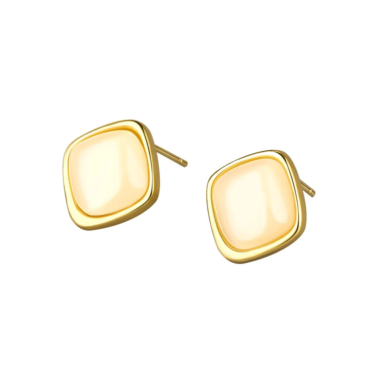 Cats Eye & 18K Gold-Plated Rhombus Stud Earrings