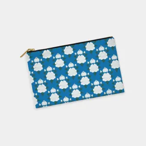 Chinoiserie Floral Personalized Zipper Pouch (on cobalt)