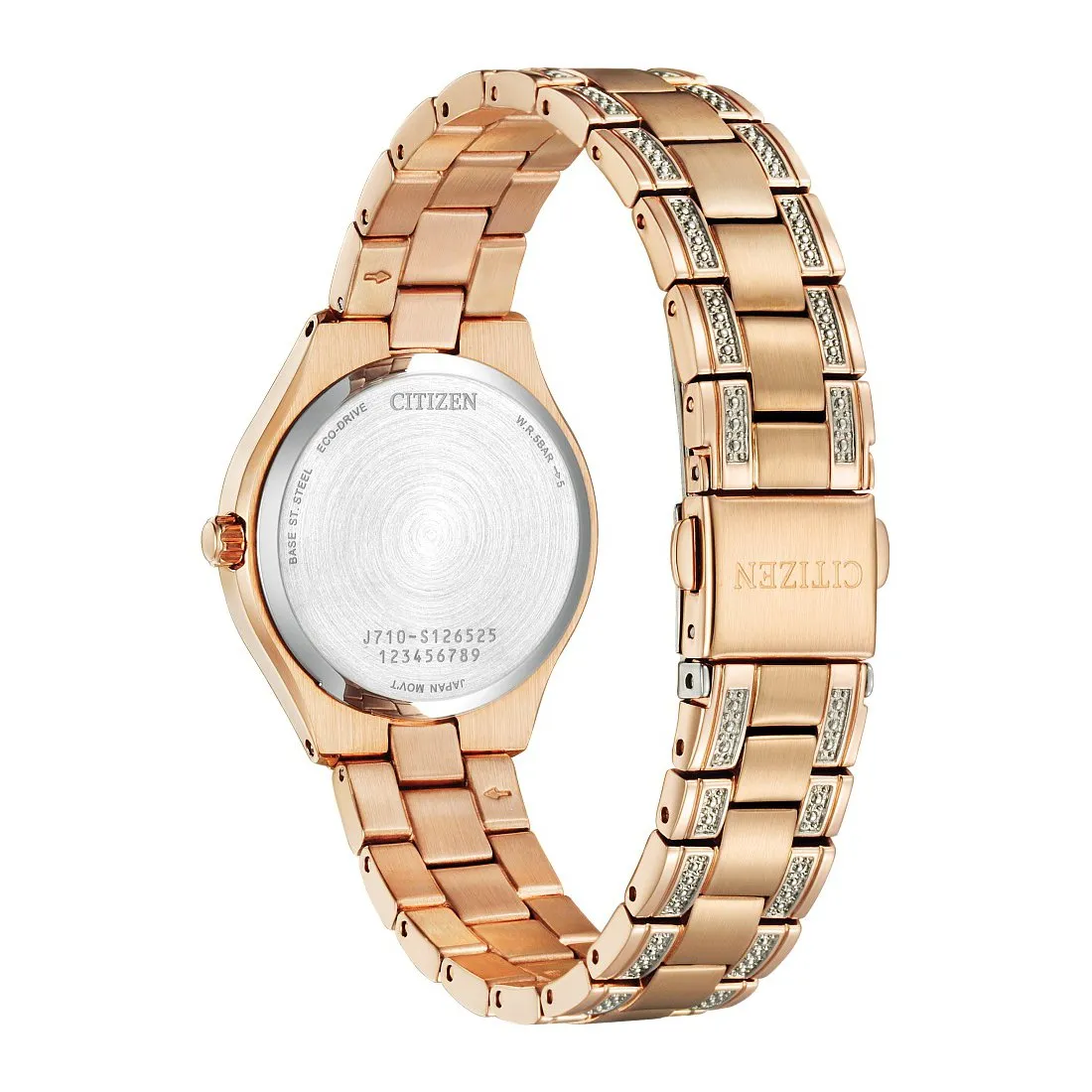 Citizen Silhouette Crystal Ladies Eco Drive Rose Tone Watch