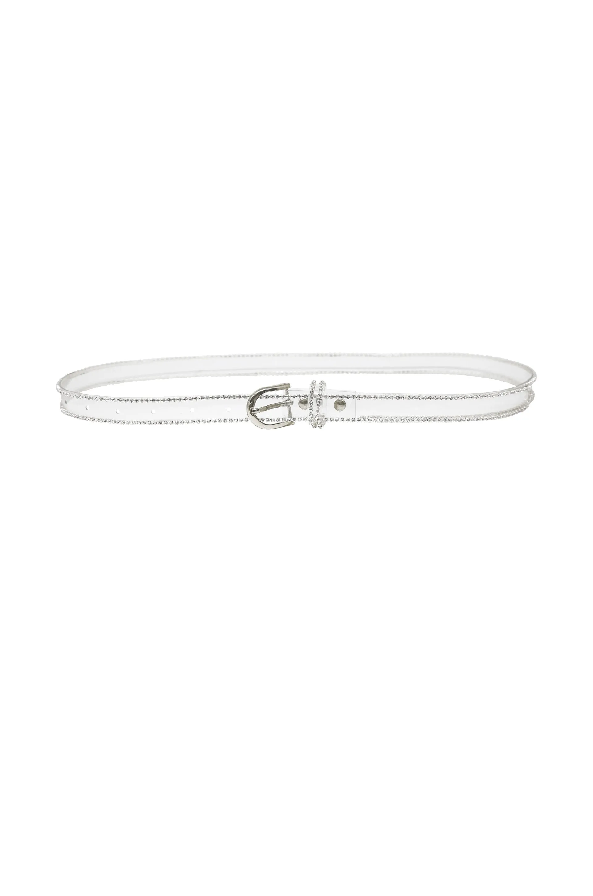 Clear Flat Belt with Crystal in Silver