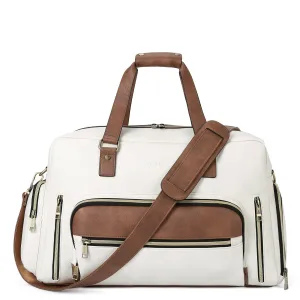 CLUCI Duffel Bag for Travel Leather Women Weekender Bag Carry on Travel Bag with Shoe Compartment