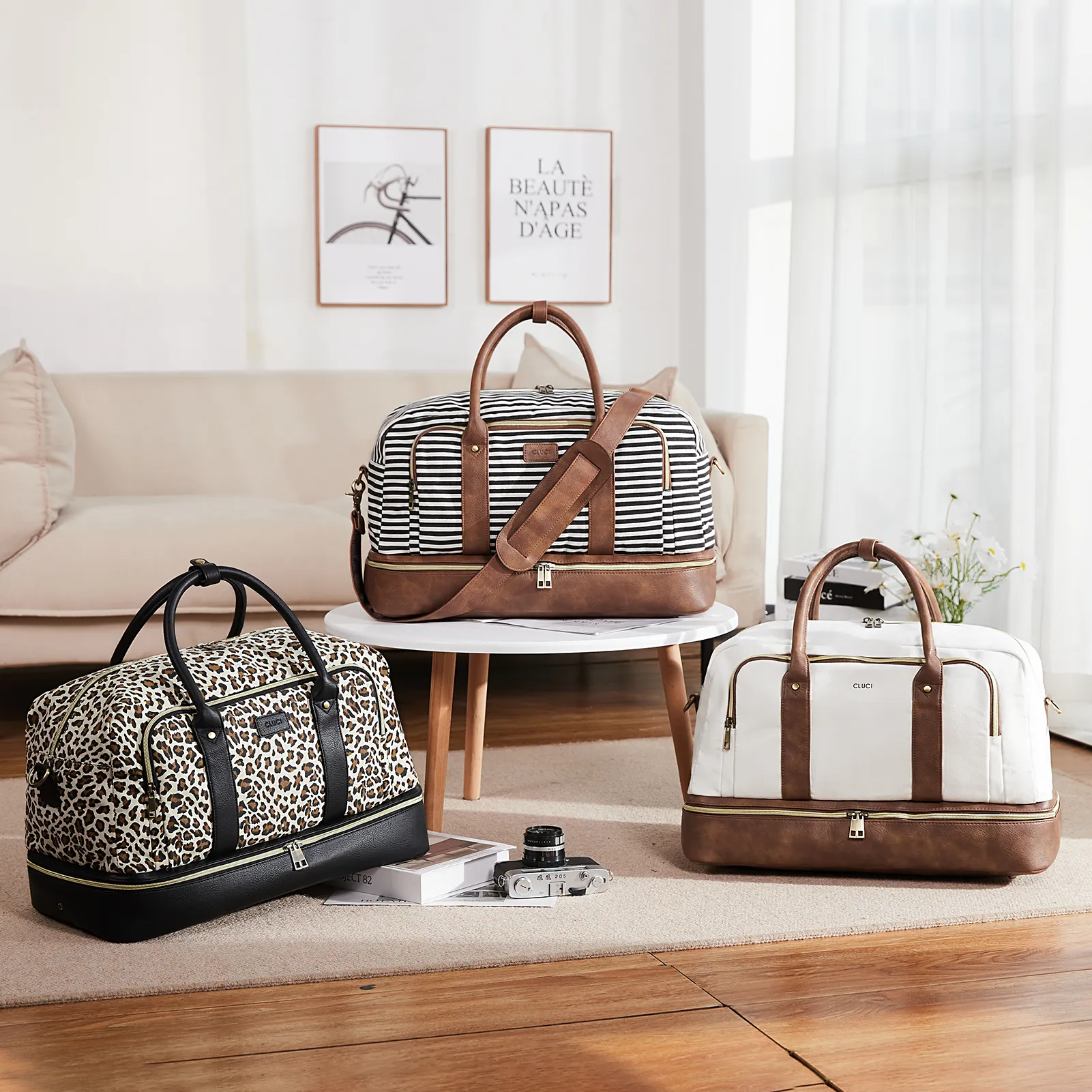 CLUCI Weekender Bags for Women Travel Carry on Bags Overnight Bag with Shoe Compartment