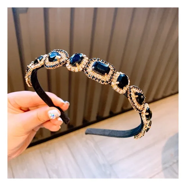 Colorful Gem Baroque Headbands For Women Diamond Hair Accessories