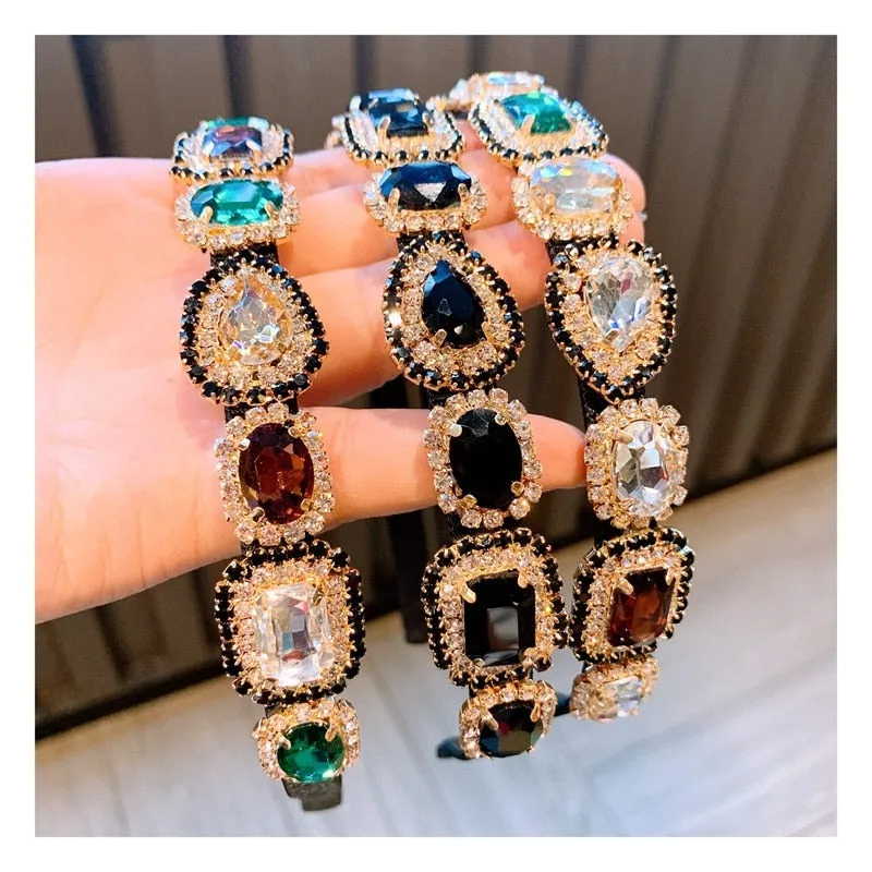 Colorful Gem Baroque Headbands For Women Diamond Hair Accessories