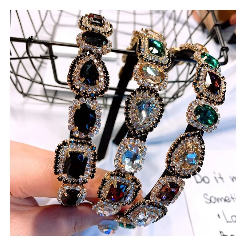 Colorful Gem Baroque Headbands For Women Diamond Hair Accessories