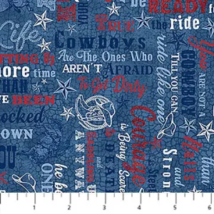 Cowboy Blues - Blue Multi Words by Northcott by the yard 3382