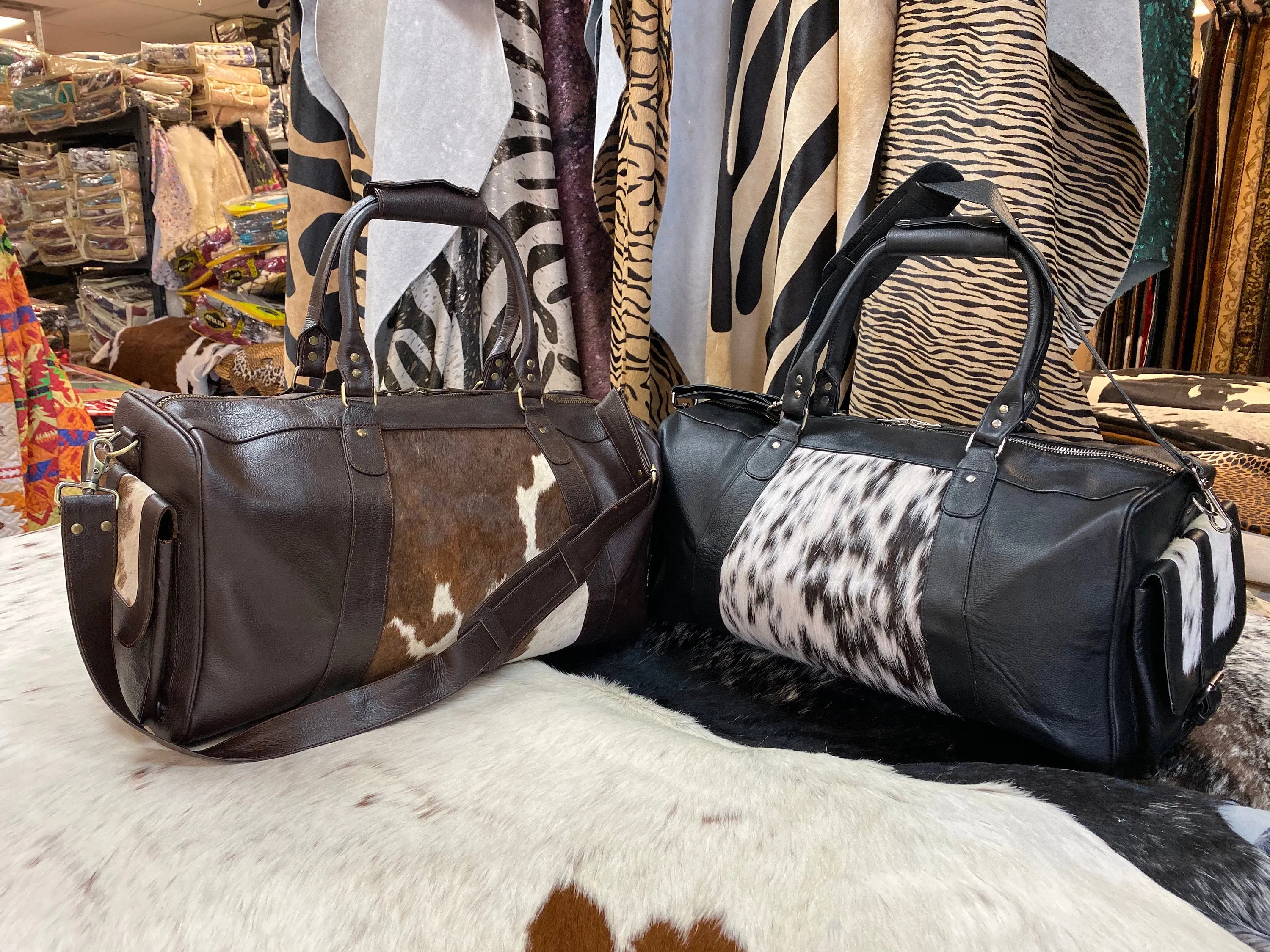 Cowhide Leather Duffel Bag - Weekend Bag