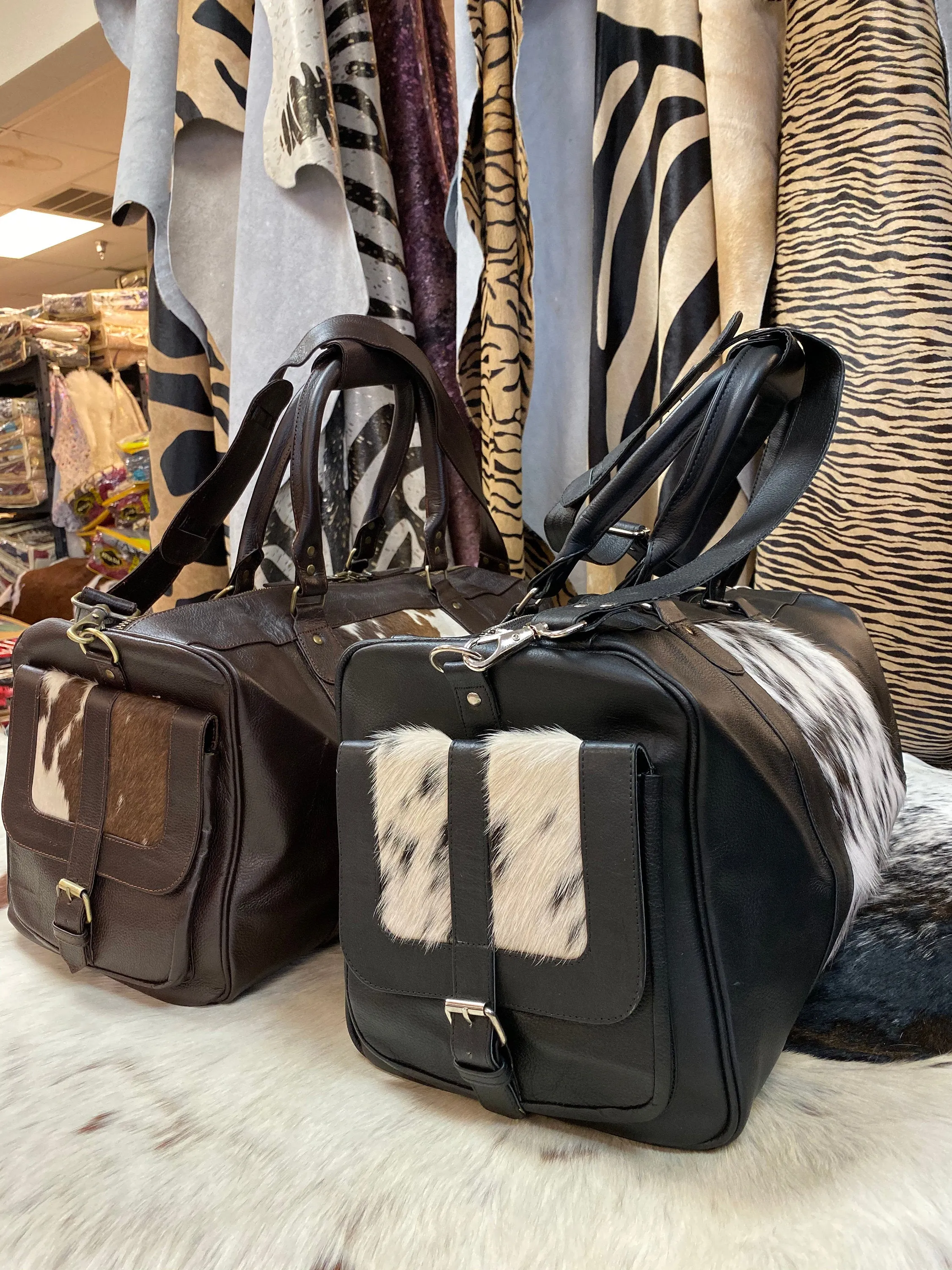 Cowhide Leather Duffel Bag - Weekend Bag