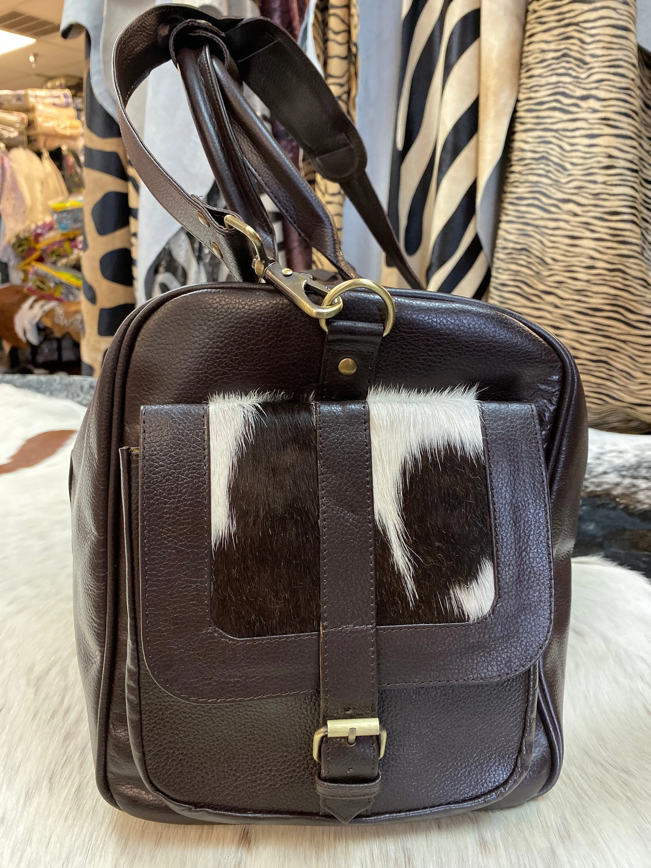 Cowhide Leather Duffel Bag - Weekend Bag