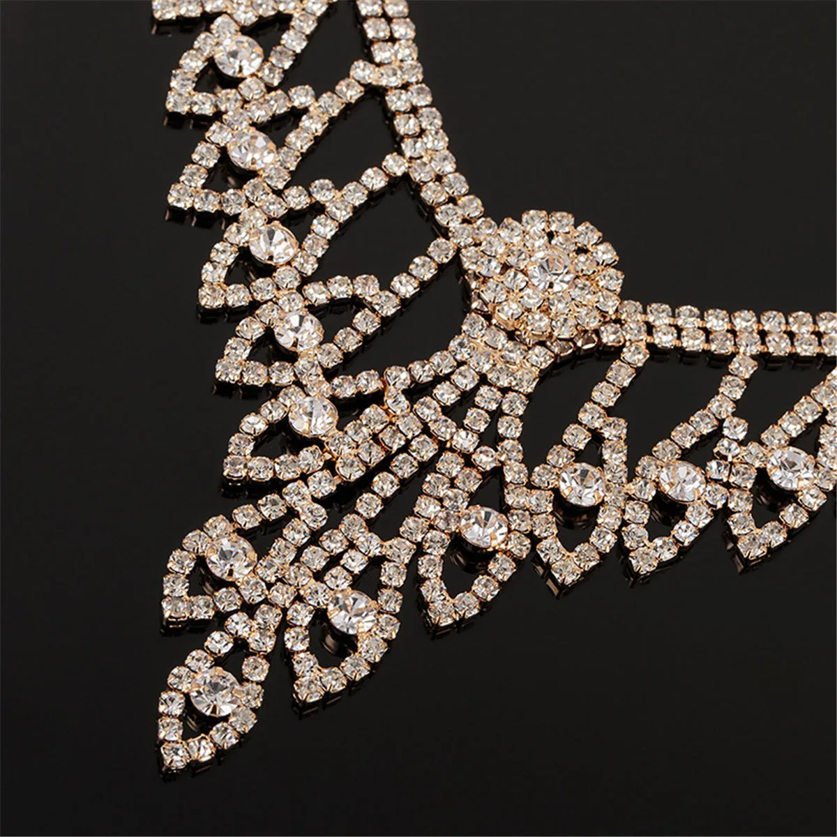 Cubic Zirconia & 18K Gold-Plated Eye Drop Earrings & Statement Necklace