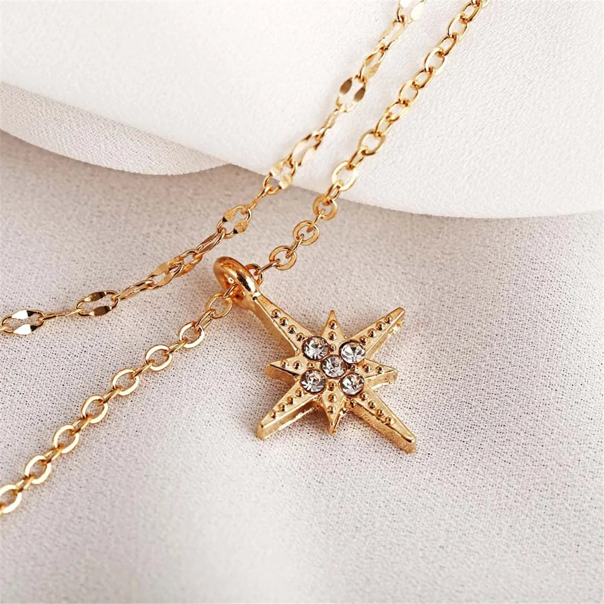 Cubic Zirconia & 18K Gold-Plated Star Layer Necklace