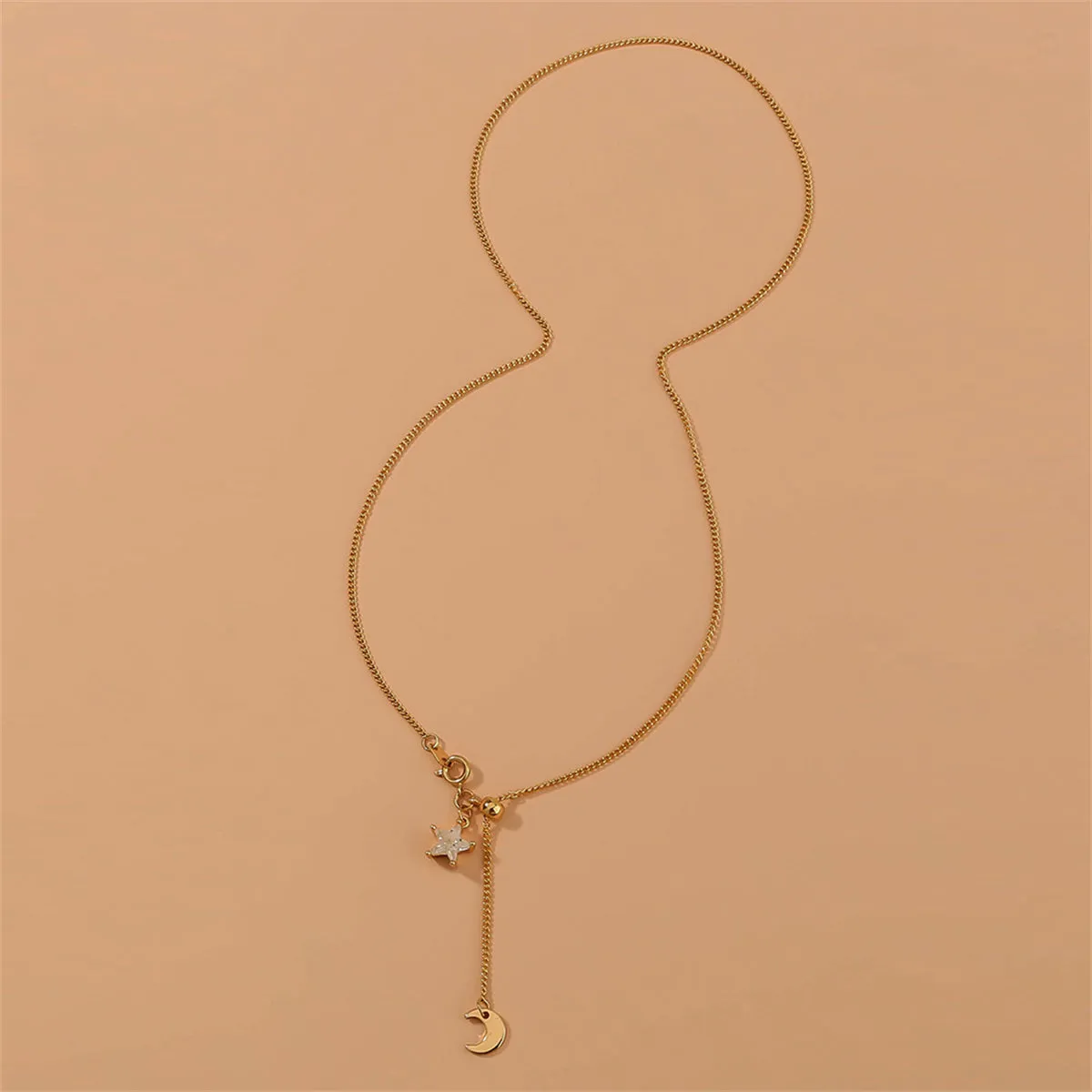 Cubic Zirconia & 18K Gold-Plated Star Moon Lariat Necklace