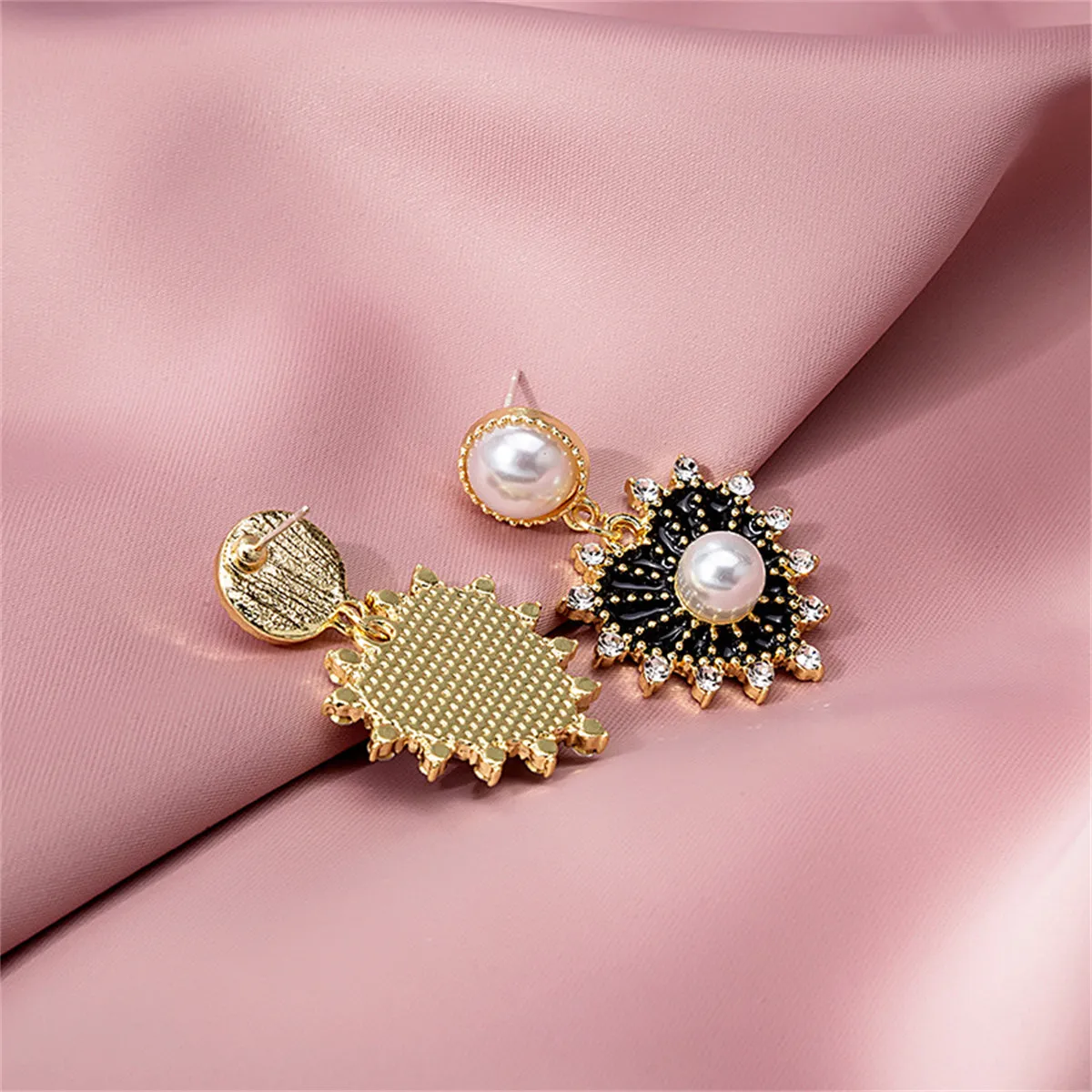 Cubic Zirconia & Pearl Enamel 18K Gold-Plated Heart Drop Earrings