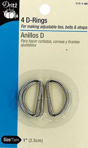 D-Rings Nickle 1in 4ct  -- Dritz