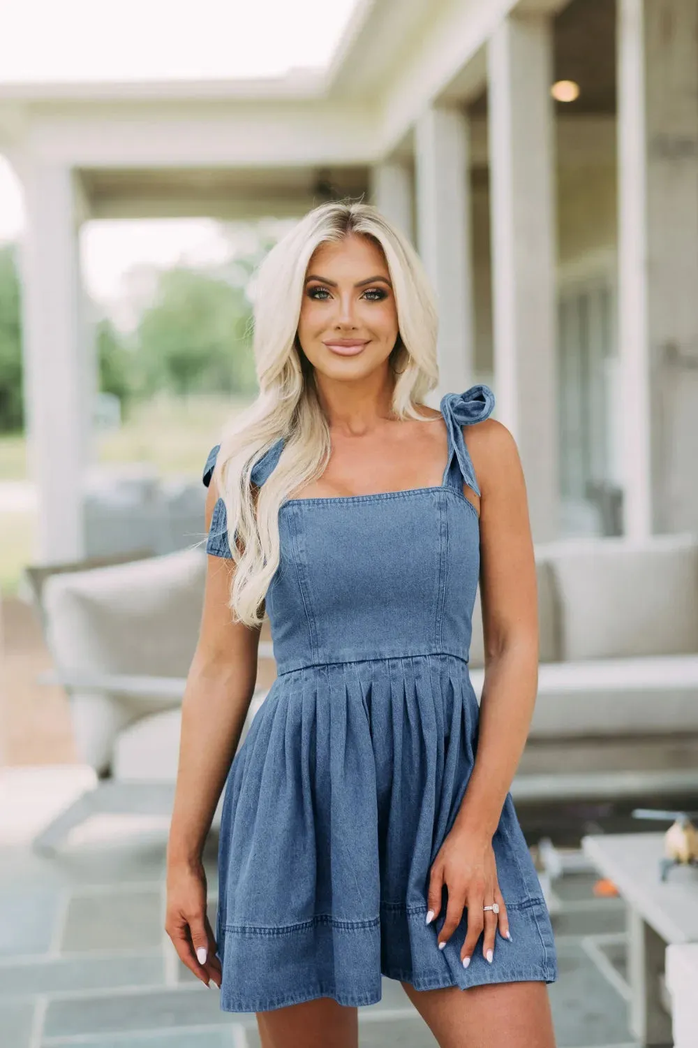 Desert Belle Tie-Shoulder Denim Dress